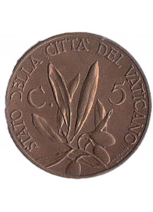 1933 - 34 5 centesimi Vaticano Pio XI Ramo d'Olivo BB+
